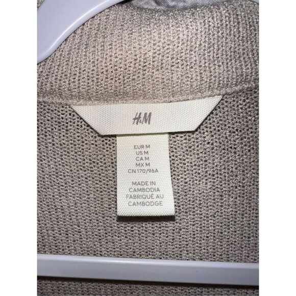 H&M KNIT TOP WITH COLLAR WOMEN’S MEDIUM CREAM/TAN/BEIGE - Picture 2 of 9